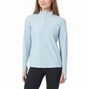 Mondetta LightBlue Long Sleeve QuarterZip Athletic Top with Thumbholes Women's L